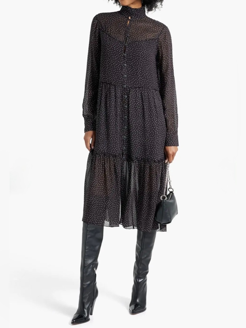 RAG & BONE Libby Tiered Polkadot Chiffon Midi - Size XS